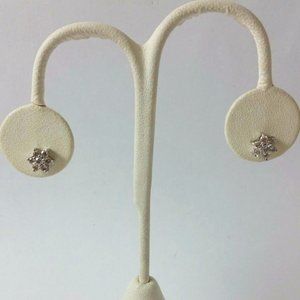 Beautiful 14K Karat Solid White Gold Designer Star Earrings With Diamonds -Nice!